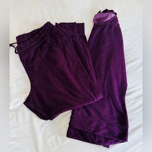 32 Degrees Heat Lounge Set Purple Fleece Joggers XL & Long Sleeve Top L Cozy
